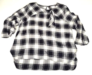 Camisa para mujer Massini manga cuarta a cuadros blanco y negro talla 3X - Imagen 1 de 6