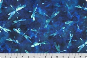 Dragonfly Batik Digital Cuddle® Azul Minky Tela BT yarda X 58 pulgadas Shannon - Imagen 1 de 1