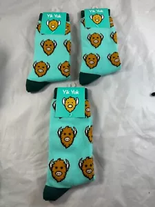 Brand New Three Pairs Yik Yak Socks Unisex Novelty Animal Print Promotional Item - Picture 1 of 6