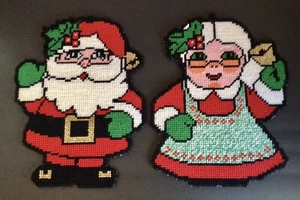 Colgantes de pared de lona de plástico con punta de aguja acabados en Navidad de Papá Noel y la señora Claus - Imagen 1 de 4