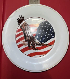 American Eagle American Flag Plate 7 “ Liberty Society Genuine Porcelain  - Picture 1 of 12