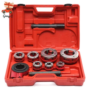 BSPT 7 Size Manual Pipe Threader Threading 3/8" to 2" Dies Set + Handle Ratchet - Picture 1 of 19
