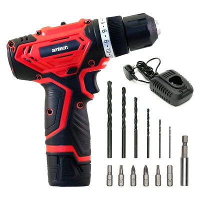 Taladro combinado inalámbrico 12V eléctrico recargable batería de iones de litio y cargador Foto 1 de 4