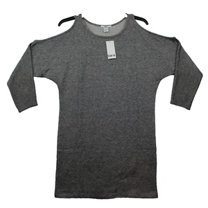 NEW $59 Bar III Cold Shoulder Knit Top Blouse Women's Size Small Silver - Picture 1 of 8