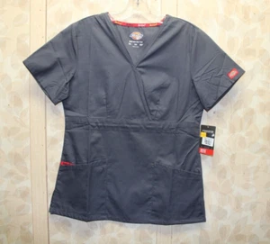 Dickies Scrubs XS 86806 Pewter V Neck Scrub Top Dickies EDS Signature PTWZ - Picture 1 of 9