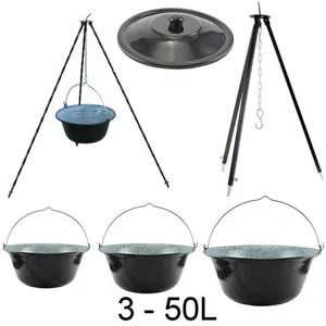 Ungarischer Gulaschkessel 3,3 - 50L Emaille,Feuertopf Dreibein Dreifuss Glühwein - Bild 1 von 57