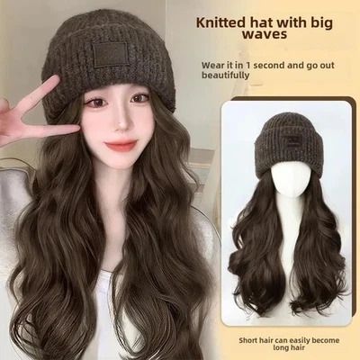 Women's Curly Wig Cap Wave Water Wave Wig Cap Chinese Mainland Autumn/Win - Image 1 of 4