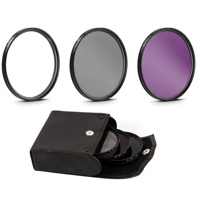 3Pcs 49mm-77mm Digital Camera Lens Filter UV+CPL+FLD Kit for Cannon Nikon Sony B - Image 1 of 4