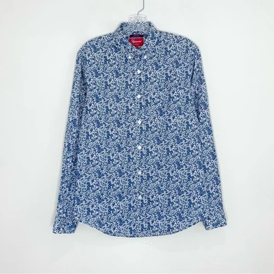 Camisa con botones de tela Supreme Liberty (talla S) manga larga azul marfil floral Foto 1 de 4