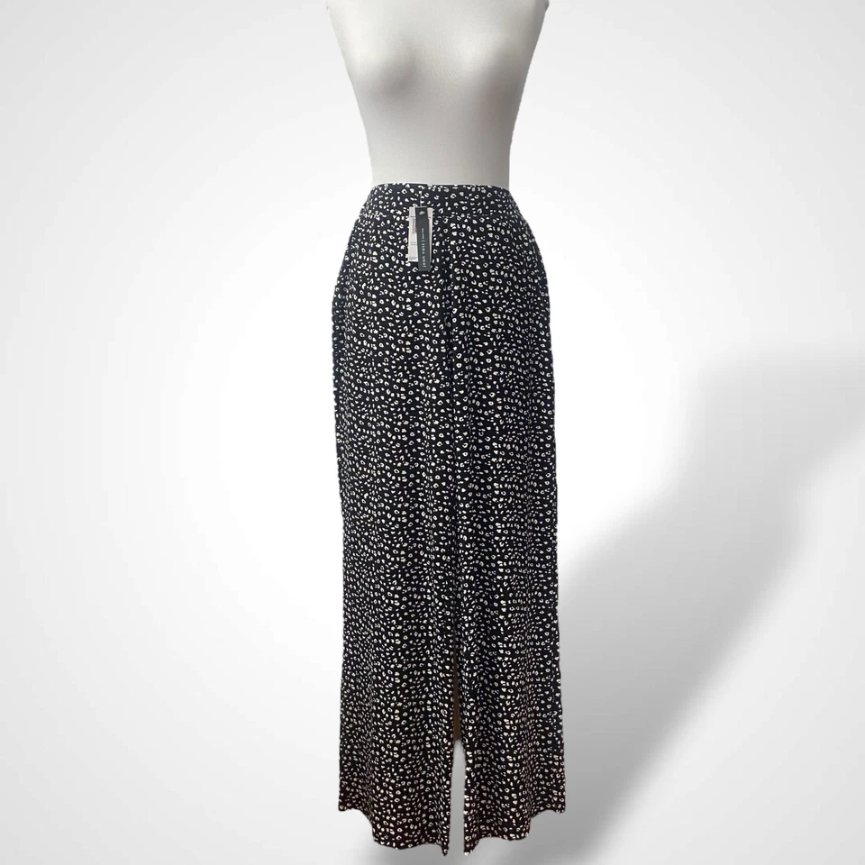 Pantalones de pierna ancha Joan Vass para mujer talla M negros blancos cintura elástica elásticos Foto 1 de 4