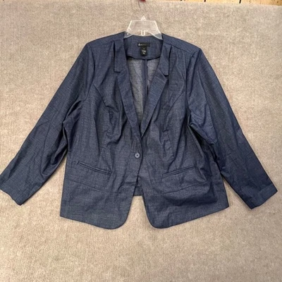 Blazer Lane Bryant Feminino Denim Azul Tamanho 28 Carreira Escritório Negócios Casual Plus - Imagem 1 de 4
