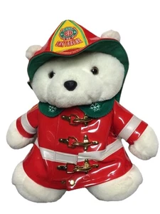 Vintage Santabear 18 Zoll Plüsch weißer Bär Feuerwehrmann Feuerwehrmann Hudson Weihnachten 1996 - Bild 1 von 10