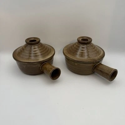 Juego de 2 cuencos de gres vintage sopa de cebolla con asas y tapas ventiladas Foto 1 de 4