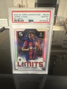 Topps Superstars Lamine Yamal Sin Límites PSA Gema Como Nueva 10 2023-2024 Novato - Imagen 1 de 3