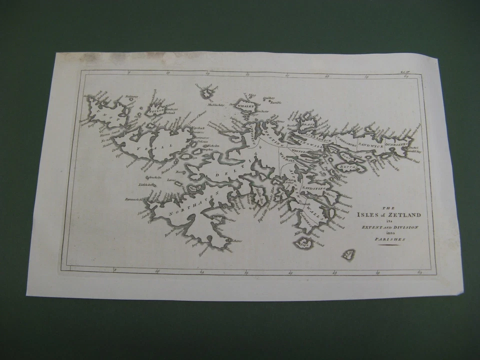 Mapa antiguo de 1806 - Islas de Zetlandia - Islas Shetland - Escocia - John Cary Foto 1 de 1