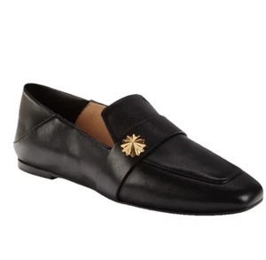 Stuart Weitzman Wylie Star Black Leather Embellished Collapsible Heel Loafers 11 - Picture 1 of 13