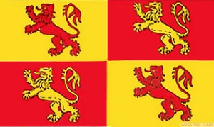 OWAIN GLYN DWR 18" x 12" BODENSTEHENDE FLAGGE & HOLZSOCKEL WALES WALISISCH - Bild 1 von 2