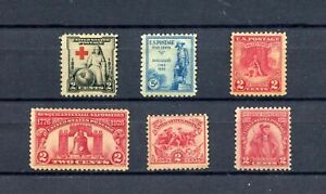 SET OF 6 CLASSIC OLD STAMPS  - 2 & 5 CENT STAMPS - UNUSED  - OG - HINGED - MINT
