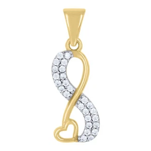 10kt Two-tone Gold Womens CZ Love Symbol Infinity Heart Charm Pendant - Picture 1 of 1