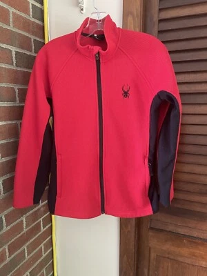 Spyder kids red and black sweater jacket, size L(14-16), front zip and pockets - Image 1 of 4