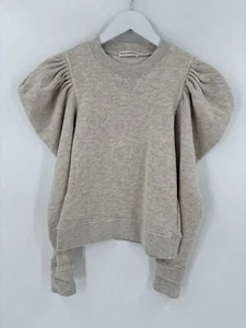 Ulla Johnson Philo Sweater Womens Small Beige Cream Puff Sleeves Knit Pullover - Picture 1 of 20