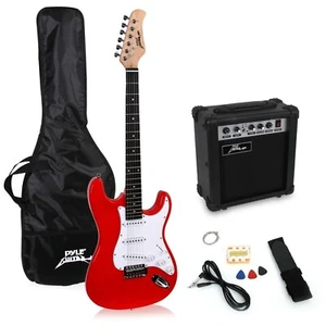 Pyle 6-String Electric Guitar Red Package W/Amplifier Tuner Picks & Bag - Picture 1 of 9