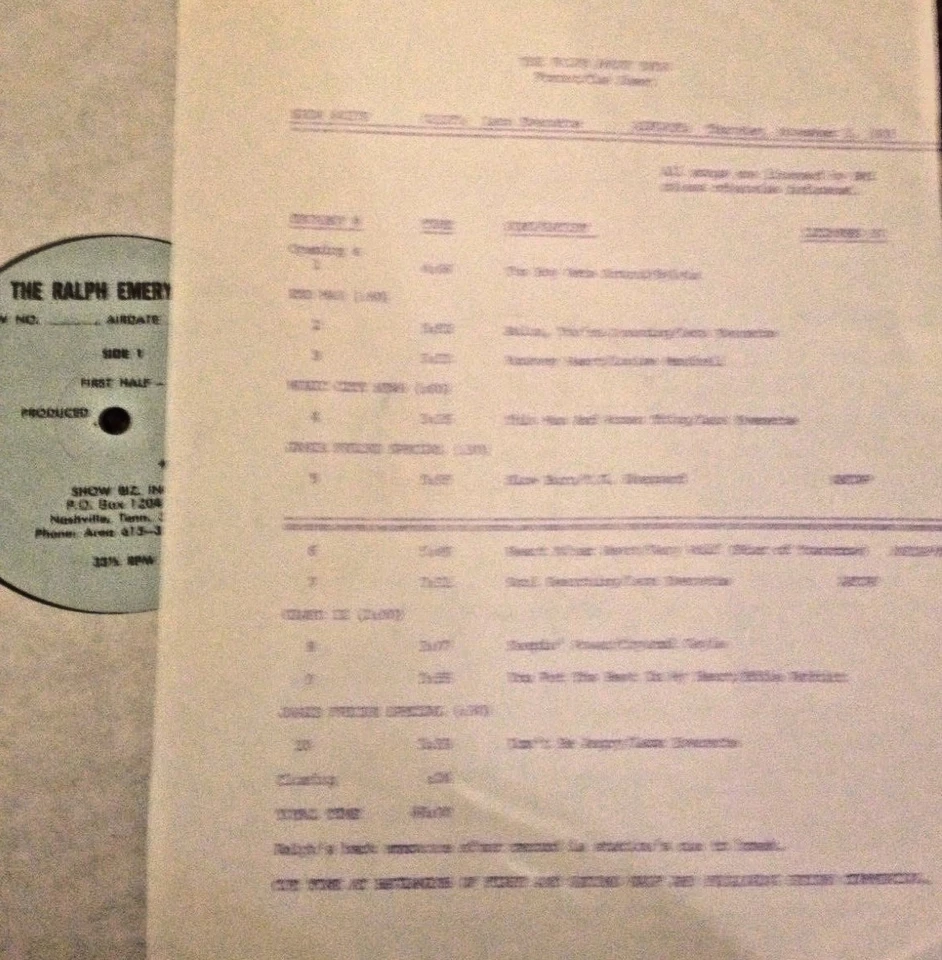 Radio Show:RALPH EMERY SHOW 11/4/83 LEON EVERETTE GUEST CO HOST 1 HRS,1 LP - Image 1 of 1