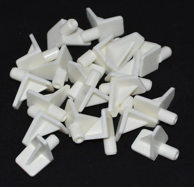 * Pack of 24 White Plastic 5mm Shelf Supports Studs Pins for Kitchen Cabinets * - Image 1 of 2