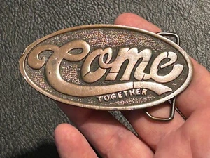 Vintage 1978 COME TOGETHER BELT BUCKLE, Beatles, Hippy vibe, Chicago, USA - Picture 1 of 8