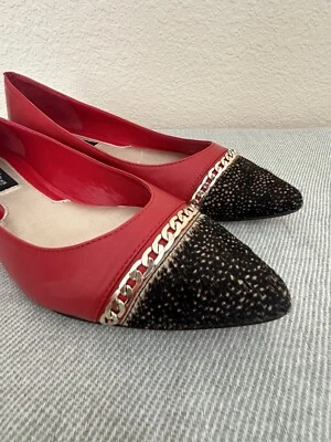 Casa Blanca Mercado Negro Valencia Pelo de becerro Punta Cuero Rojo Pisos Talla 9.5 Foto 1 de 4