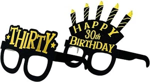 30th Birthday Party Favors Decorations - Black, Gold, Paper Glasses - 24 pcs. - Picture 1 of 2