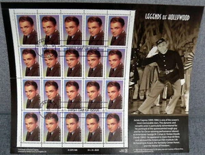 Leyendas de Hollywood-James Cagney 1er día de emisión 1999 20 sellos por hoja  - Imagen 1 de 1