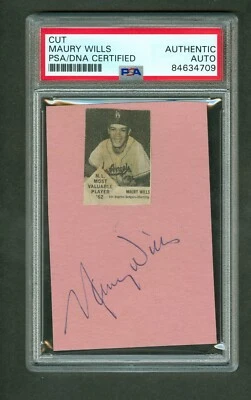 Maury Wills Vintage Autograph with scrapbook image PSA/DNA Authentic Encased - Image 1 of 2
