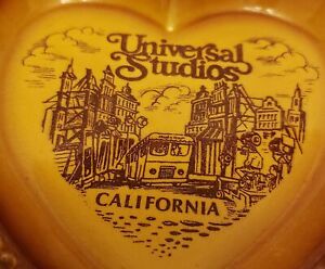Vintage Universal Studios California Harvest Gold Trinket Heart Shaped Dish