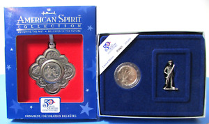 Hallmark American Spirit Coin & Figurine plus Ornament MASSACHUSETTS