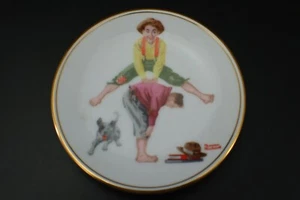 Norman Rockwell Collector Plate LEAPFROG Miniature Porcelain 1983 Vintage - Picture 1 of 9