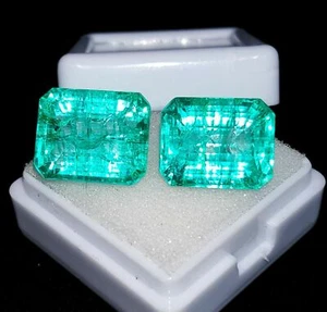 Par de esmeraldas colombianas naturales 18,41 quilates certificadas piedras preciosas sueltas gema esmeralda W2 - Imagen 1 de 14