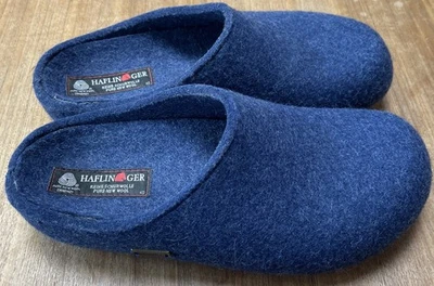 HAFLINGER Zuecos Zapatillas Mules EU 40 Mujer EE. UU. 9,5 Azul Fieltro Lana Corcho Foto 1 de 4
