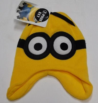 NUEVO CON ETIQUETAS - Juego de sombreros y mitones Despicable Me 2 para niños pequeños - Amarillo - Talla 2 - 4T Foto 1 de 2