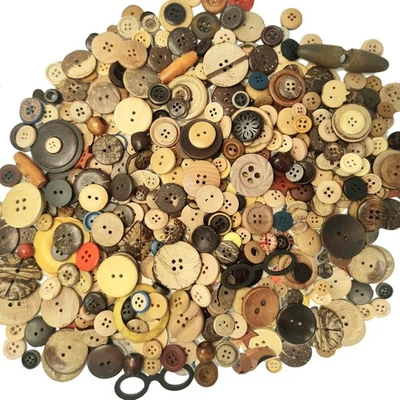 Mixed Vintage Wood Buttons for Crafts,Assorted Shapes Bulk DIY Sewing Wooden But - Изображение 1 из 4