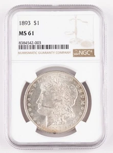 1893 Morgan Silver Dollar MS61 NGC Philadelphia Mint KEY DATE #AGXX - Picture 1 of 4