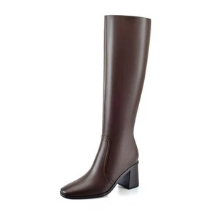 Knee High Boots for Women Chunky Heel Square Toe Tall Boots Wide Calf Fashion  - Picture 1 of 7
