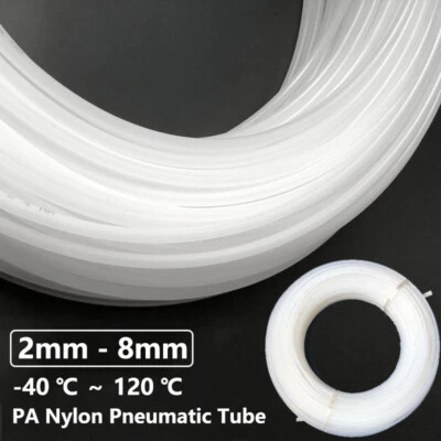 PA Nylon Tube Pneumatic Air Line Tubing Oil & Fuel Plastic Pipe White ID 2mm-8mm