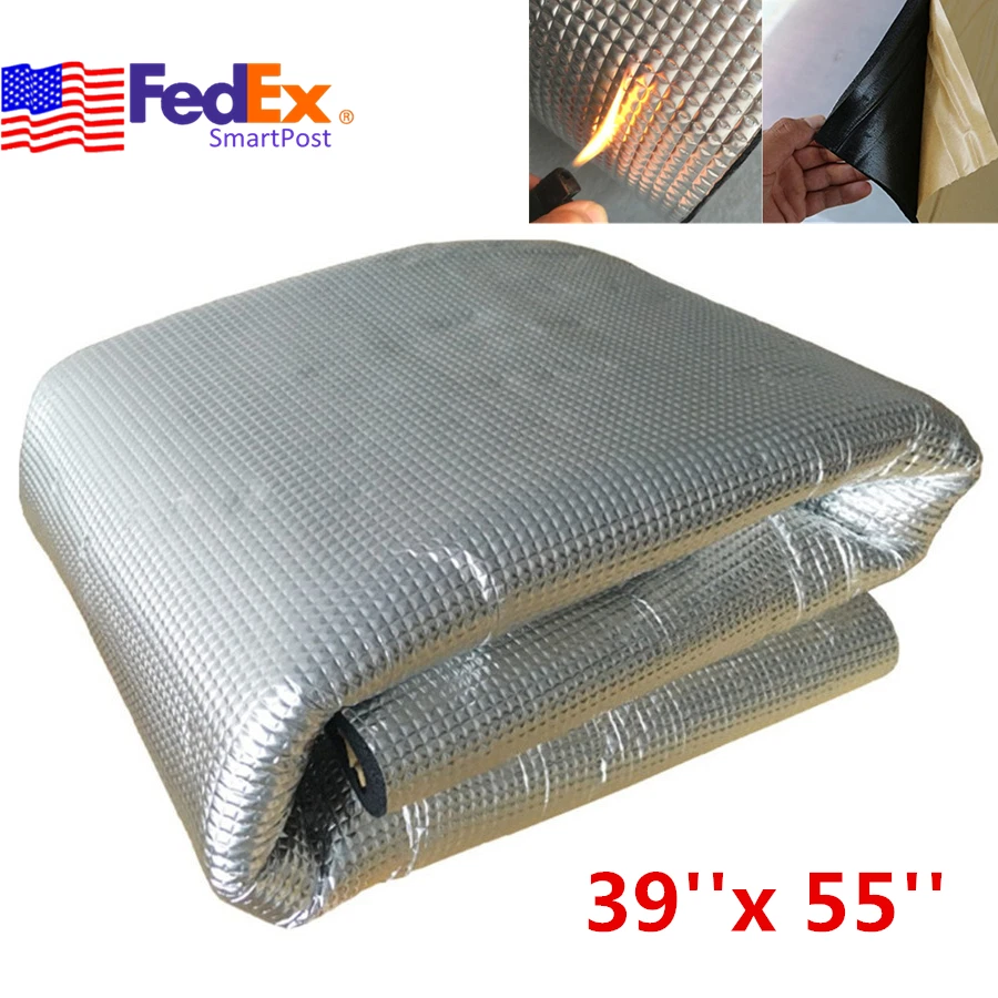 5MM Aluminum Car Fire Heat Insulation Mat Sound Deadener Foam Self-adhesive USA - Image 1 of 4