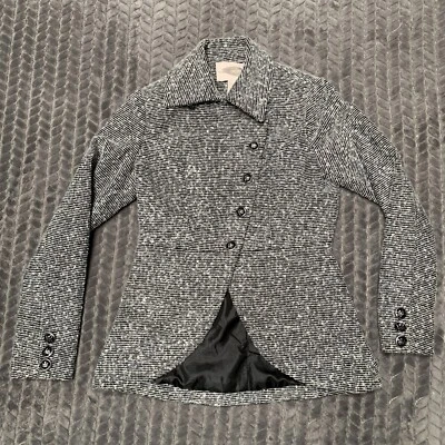 Abrigo Forever 21 Contemporary Pea para mujer pequeño negro blanco punto punto chaqueta Foto 1 de 4