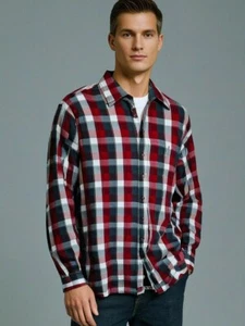 Wrangler Jeans Co. Shirt Men's Size 2X-Large Long Sleeve Pocket Red Plaid Button - Picture 1 of 6