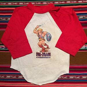 Vintage 1980s He-Man Shirt Size 7 Toddler Youth USA Made Baseball 3/4 Sleeves