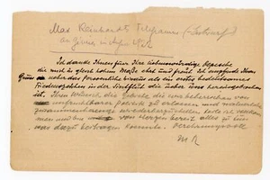 Telegrammentwurf von Max Reinhardt an Firmin Gémier 8.1922 - Bild 1 von 2