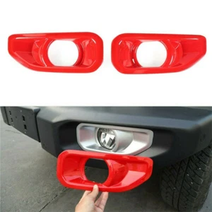 For Jeep Wrangler JL 2018-2021 Red 2PCS Front Fog Lamp Light Frame Cover Trim - Bild 1 von 9