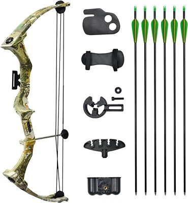 New 14Lbs Compound Bow Bow and Arrow Sets Youth Right Handed Bow Kit Archery - Image 1 of 4